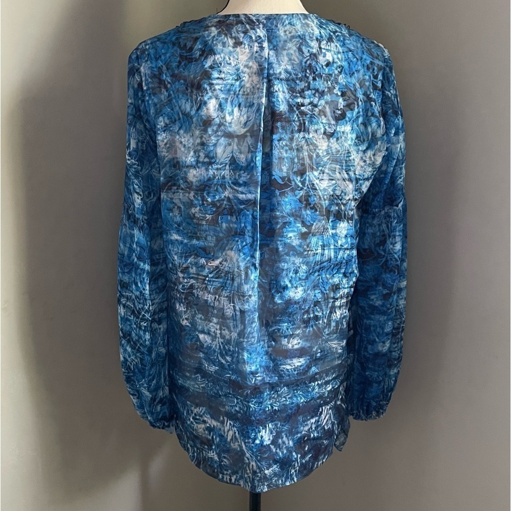 Elie Tahari | Avan Long-Sleeve Lace-Trim Chiffon … - image 7